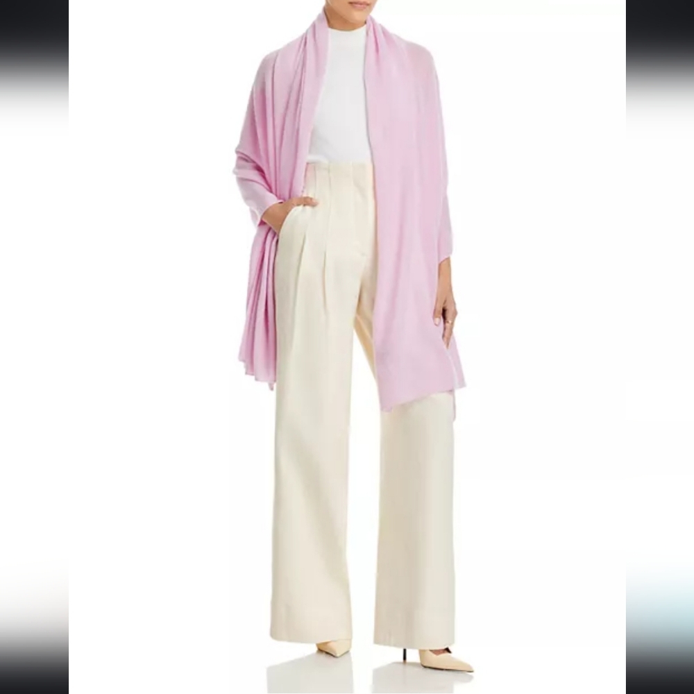 NWT C by Bloomingdale's Cashmere Travel Wrap Shawl Scarf in Rose Quartz